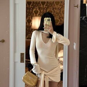 Meshki - Knit Mini Dress With Scarf SIZE XS